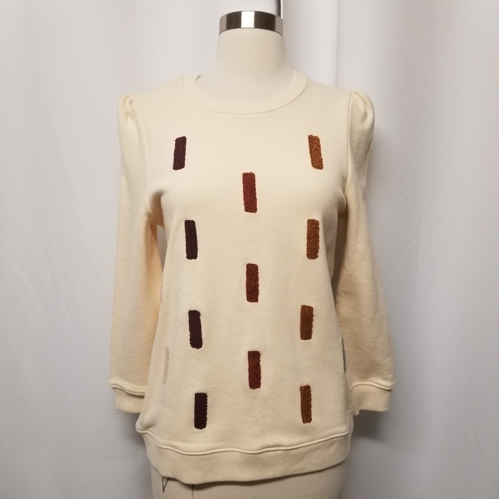 Bohme Cream Neutral Boho Minimalist Soft Cozy Warm Pullover Sweater Woman's XS